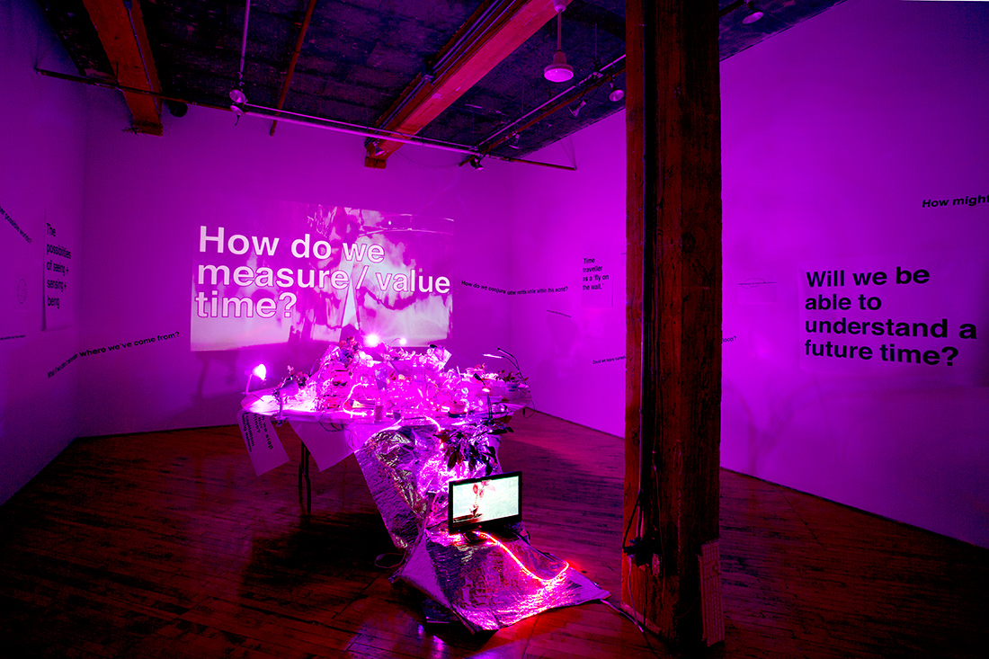 Installation view, Christina Battle and Serena Lee, Shattered moon Alliance: Toolkit for Time Travel (2018)