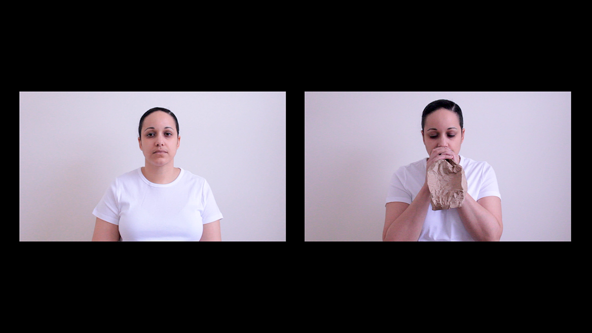 Still from Erika deFreitas, forgive me for speaking in my own tongue / to practice the study of breathing (2016).