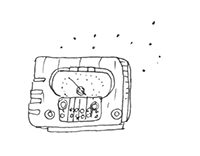 Line drawing of an old radio