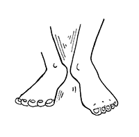 Line drawing of a pair of feet