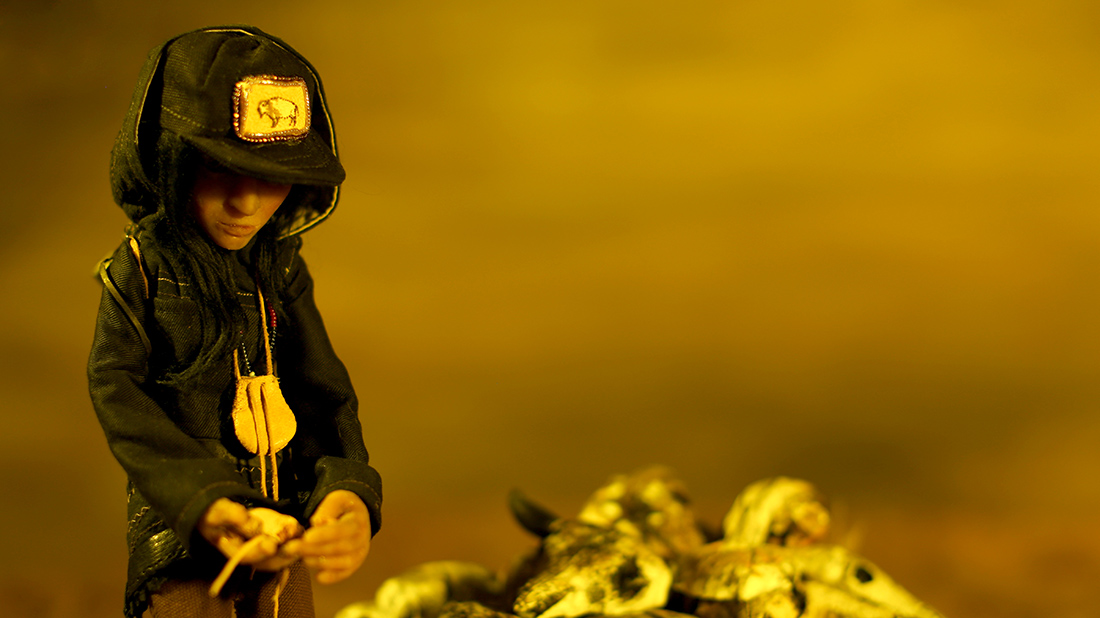 Animation still of a young Native woman