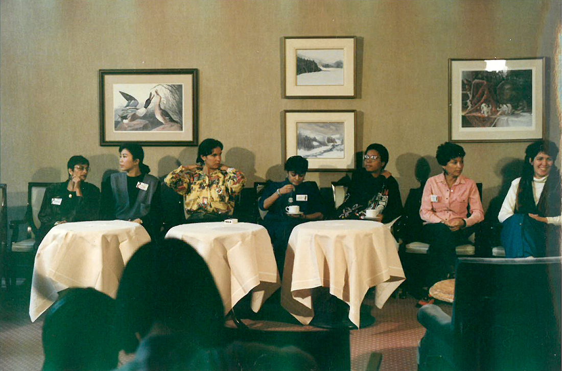 One of the networking sessions (from left to right) Zainub Verjee, Lorraine Chan, Tracey Moffat, Pratibha Parmar, Dionne Brand, Loretta Todd
